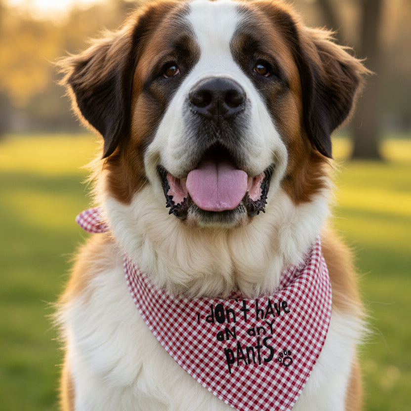 Large Dog Scarf Embroidered with i don't have on any pants