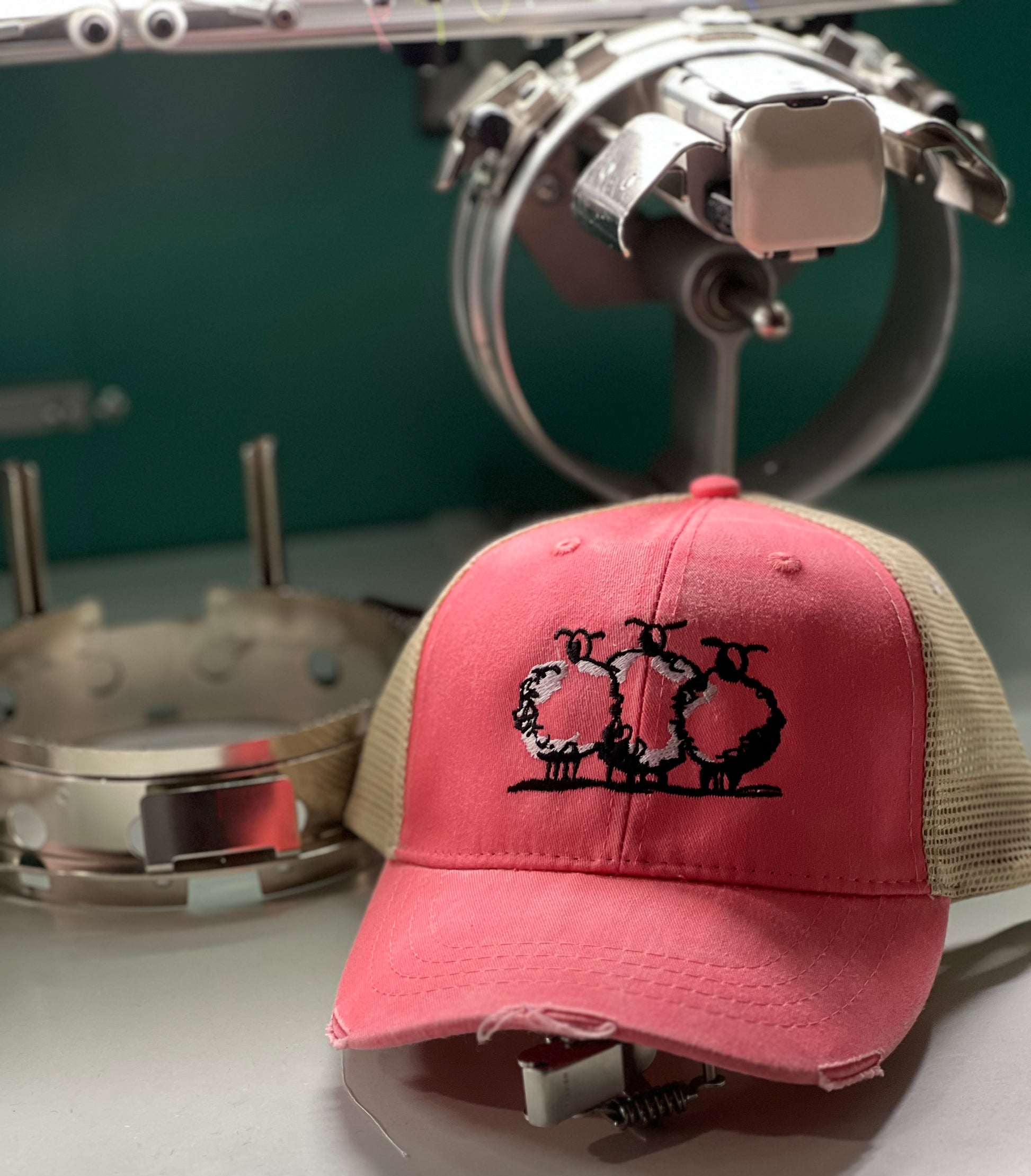 Winston, Church and Hill on Distressed Front w/Tan Nylon Mesh Back Hat