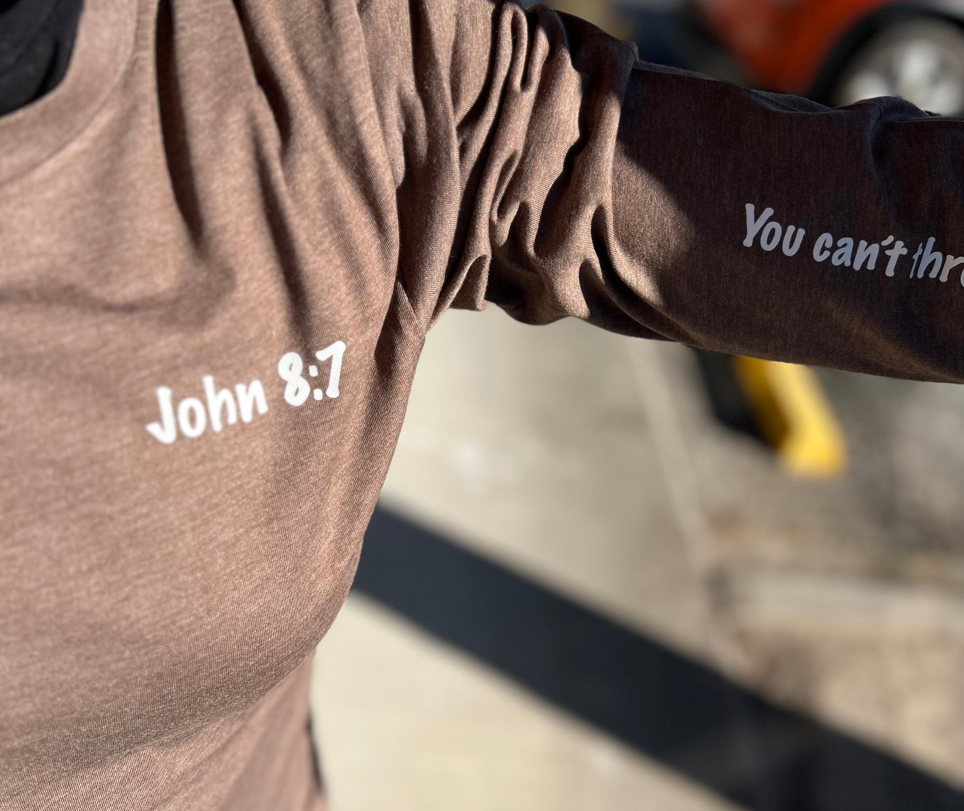 John 8:7 Long Sleeve Pre-Shrunk "Heart on My Sleeve" Clothing Line
