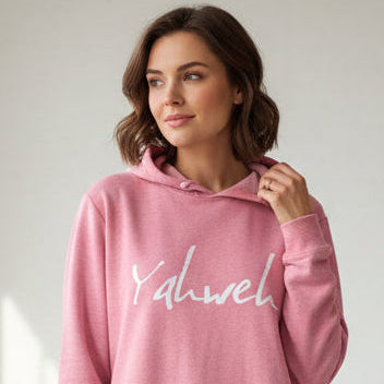 Yahweh on pink hoodie 