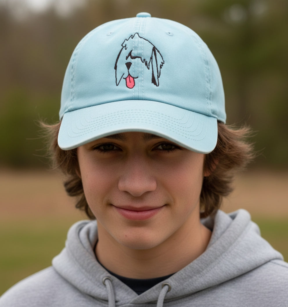 hugonot sheepdog on columbia blue 6 panel