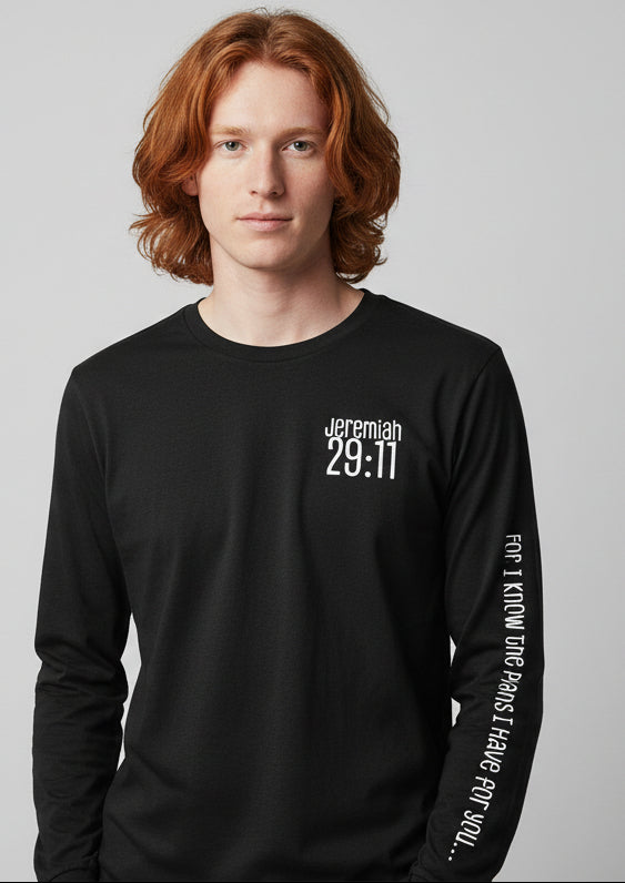 jeremiah 29:11 long sleeve heather black shirt