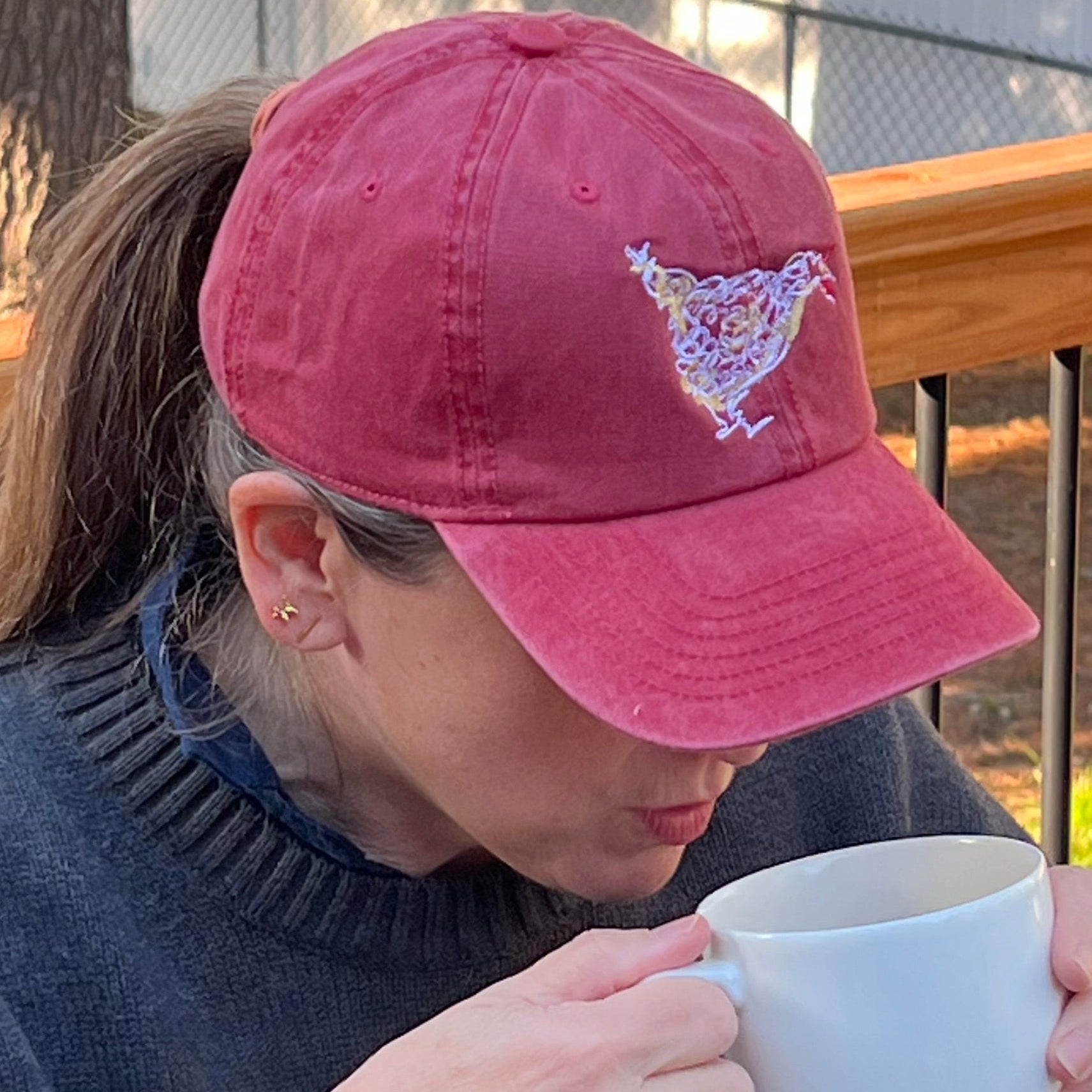 White Quorn on 6 Panel Pigment Dyed Stonewashed Cotton Twill Hat