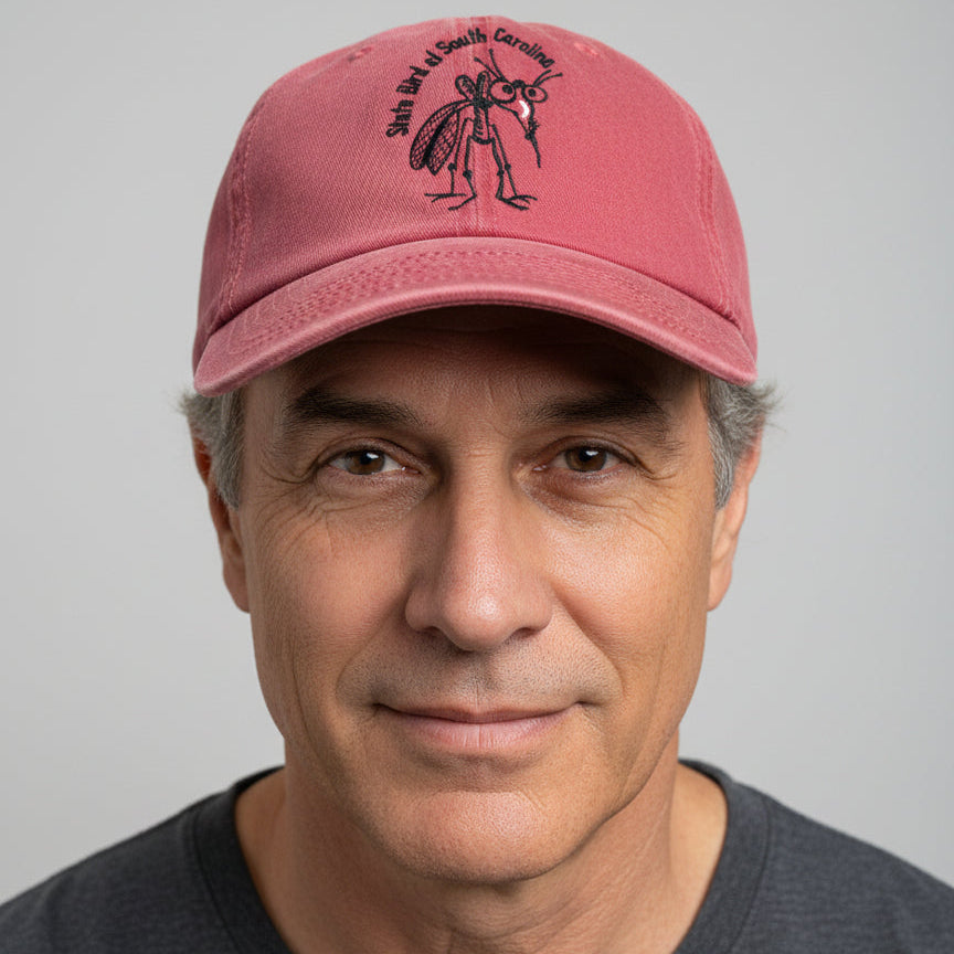 state bird of south carolina mosquito embroidered on red hat